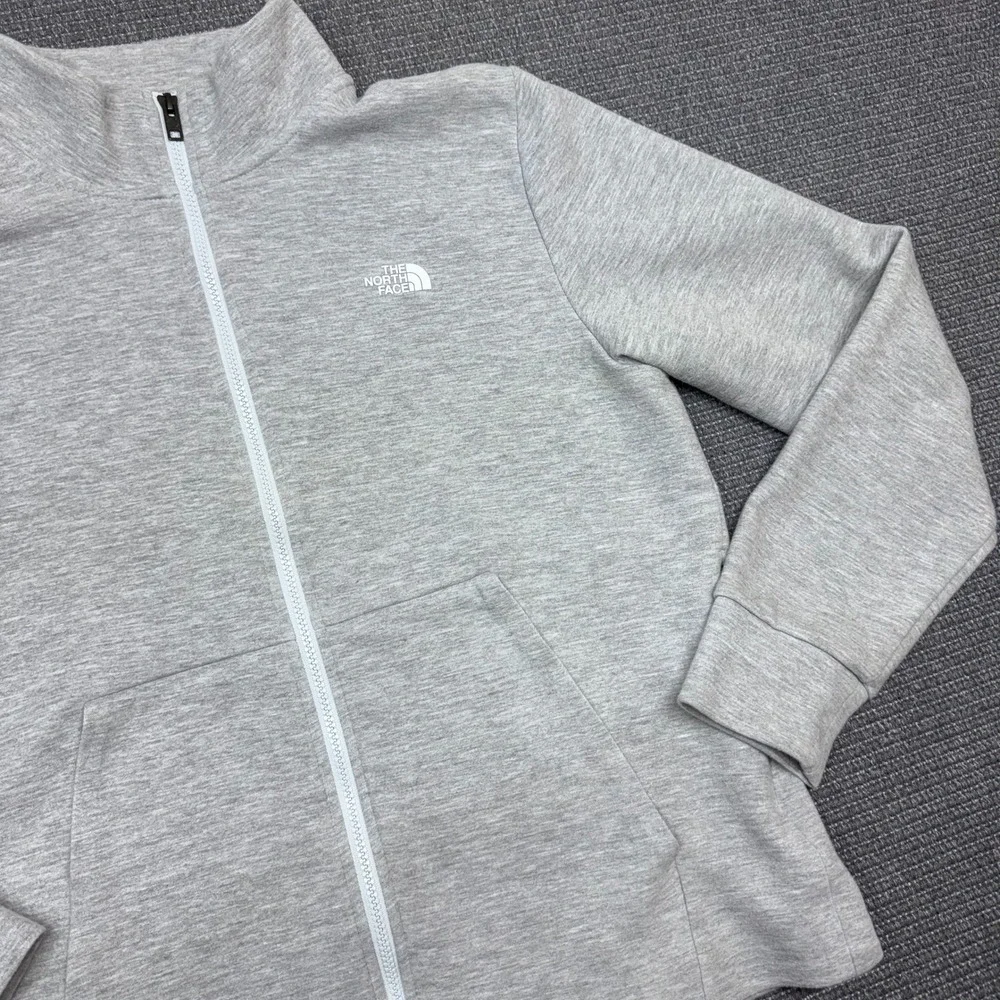 The North Face Mens Full Zip Sweatshirt Gray Heather Mock Neck Jacket Size M